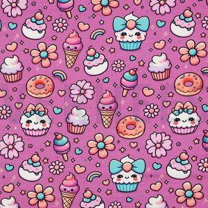 Verhees Textiles Jersey digital food, pinkki